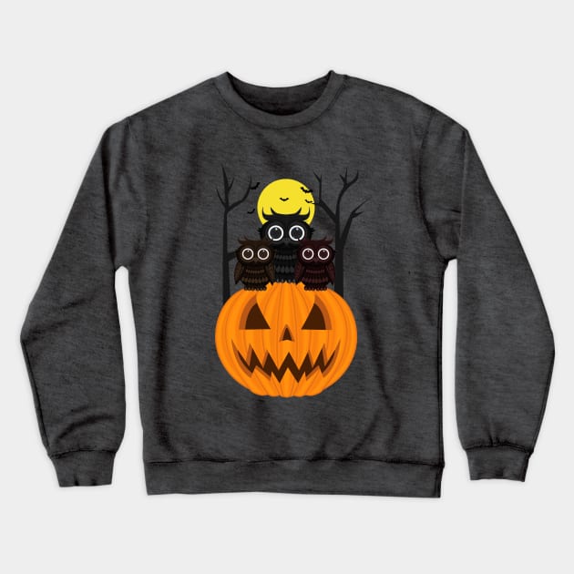 Jack O lantern & Owls Crewneck Sweatshirt by adamzworld